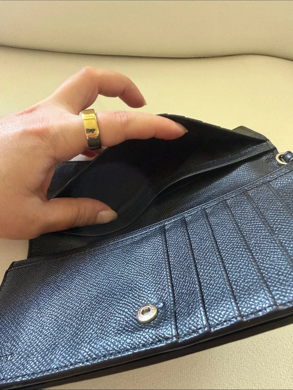 Coach Black Pebbled Leather Long Wallet - Classic Style